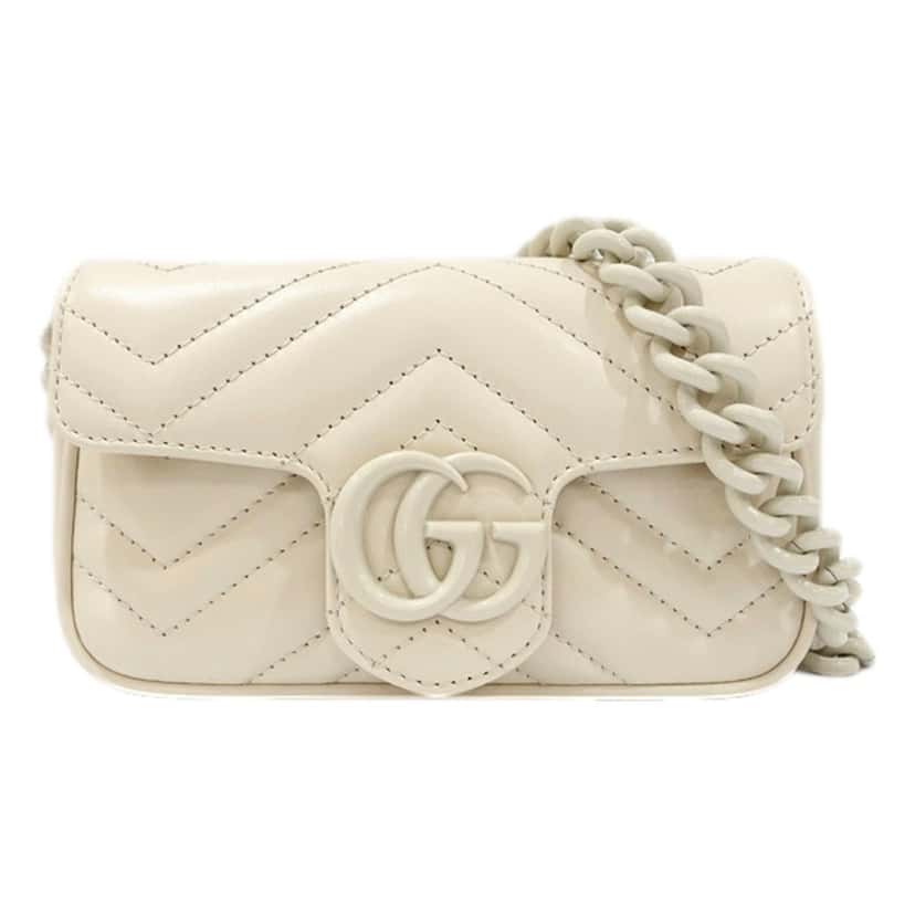Gucci Gucci Marmont Leather Mini Monochrome White Belt Bag 80 White Leather Never worn - Front View