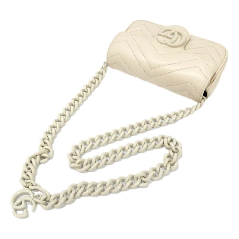 Gucci Gucci Marmont Leather Mini Monochrome White Belt Bag 80 White Leather Never worn - Inside View