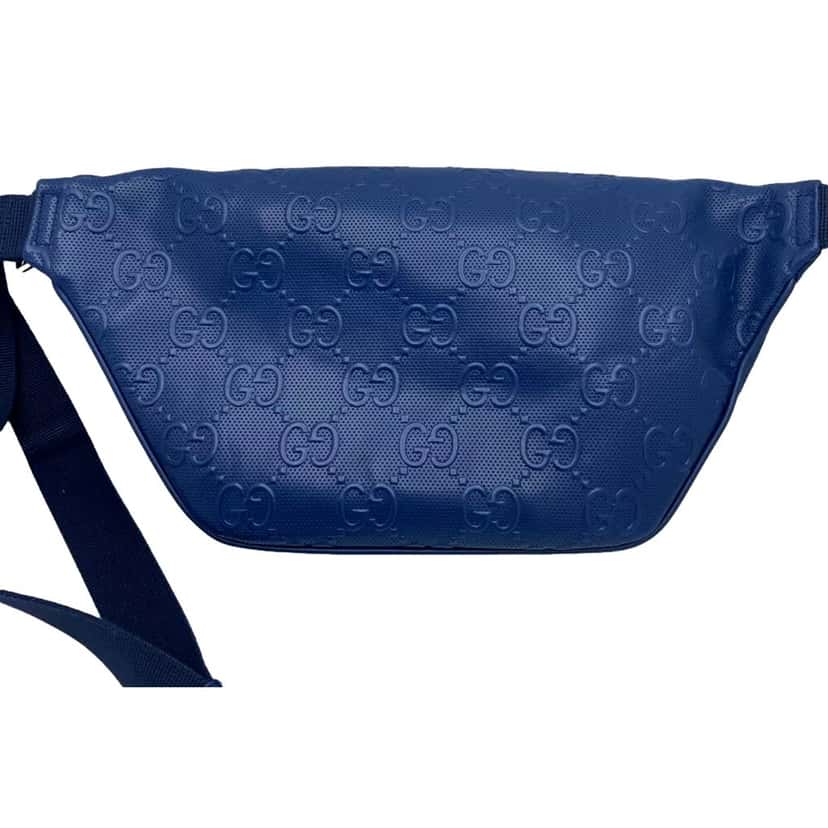 Gucci Gucci Calfskin GG Tennis Embossed Pocket Belt Bag Blue Blue Leather Never worn - Back View