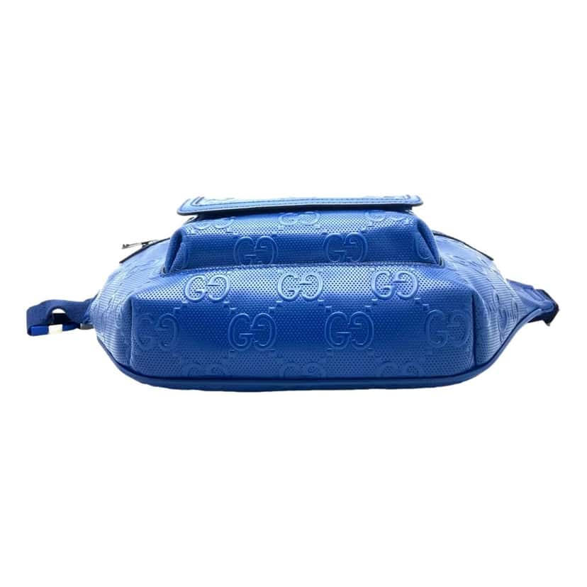 Gucci Gucci Calfskin GG Tennis Embossed Pocket Belt Bag Blue Blue Leather Never worn - Box View