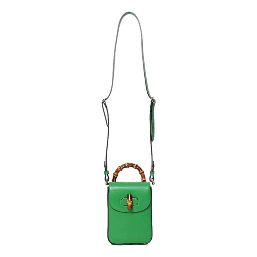 Gucci Gucci Bamboo 1947 Mini Green Leather Top Handle Crossbody Bag Green Leather Never worn - Back View