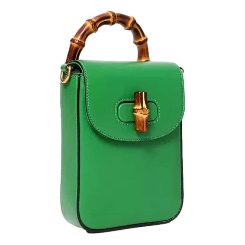 Gucci Gucci Bamboo 1947 Mini Green Leather Top Handle Crossbody Bag Green Leather Never worn - Inside View