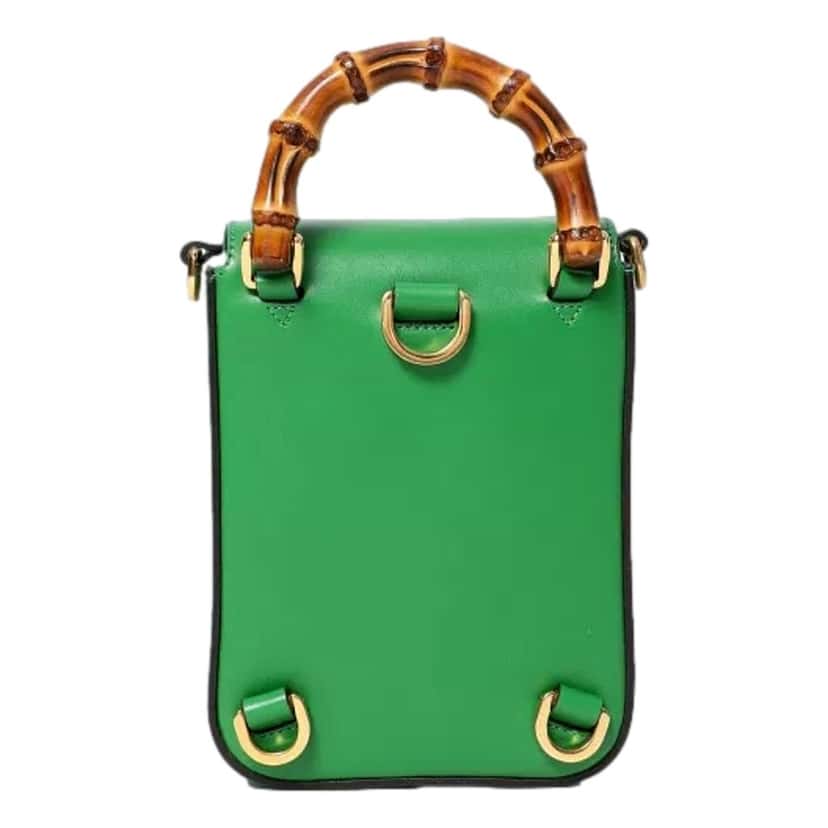 Gucci Gucci Bamboo 1947 Mini Green Leather Top Handle Crossbody Bag Green Leather Never worn - Model View