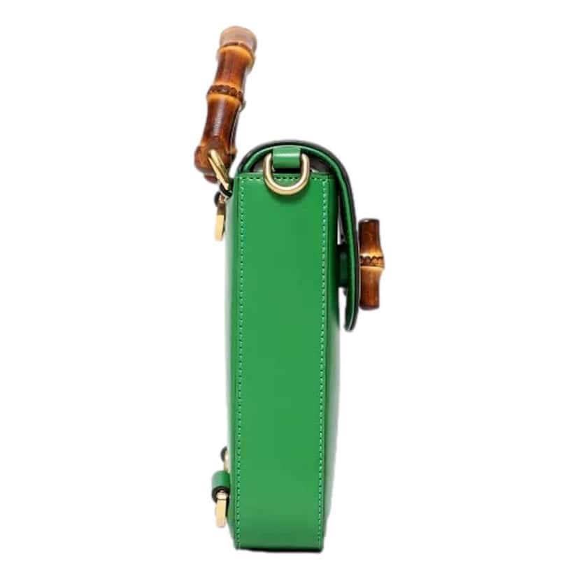 Gucci Gucci Bamboo 1947 Mini Green Leather Top Handle Crossbody Bag Green Leather Never worn - Box View