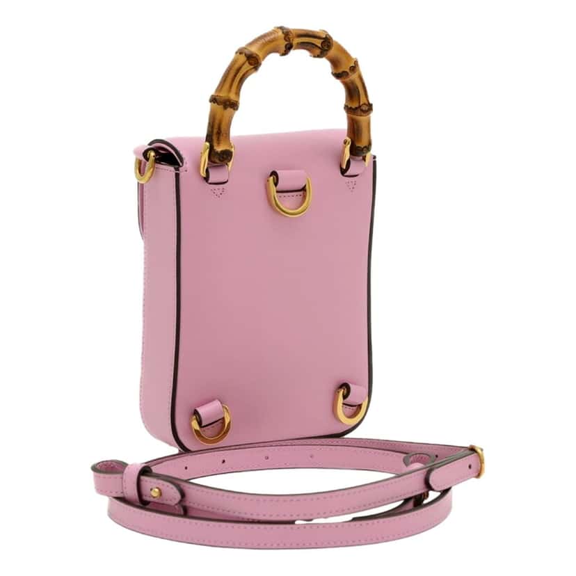 Gucci Gucci Bamboo 1947 Mini Pink Leather Top Handle Crossbody Bag Pink Leather Never worn - Back View