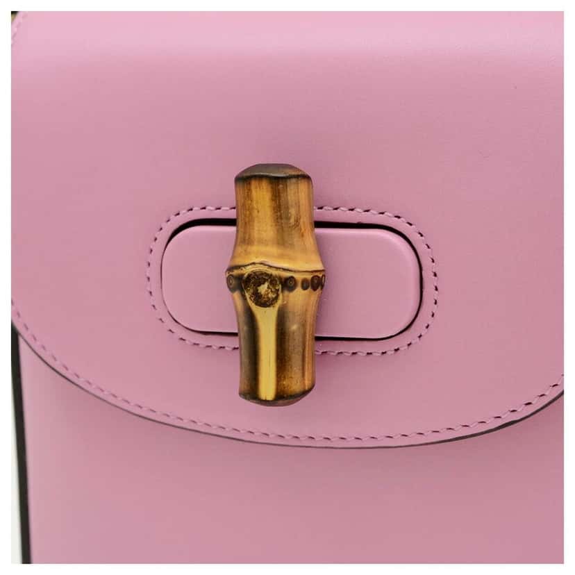 Gucci Gucci Bamboo 1947 Mini Pink Leather Top Handle Crossbody Bag Pink Leather Never worn - Inside View