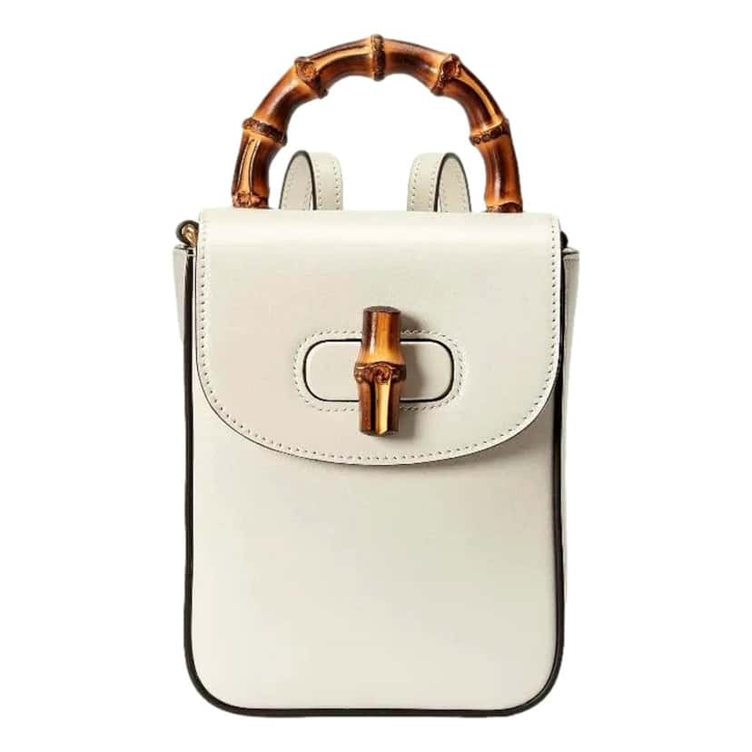 Gucci Gucci Bamboo 1947 Mini Cream Leather Top Handle Crossbody Bag Beige Leather Never worn - Back View