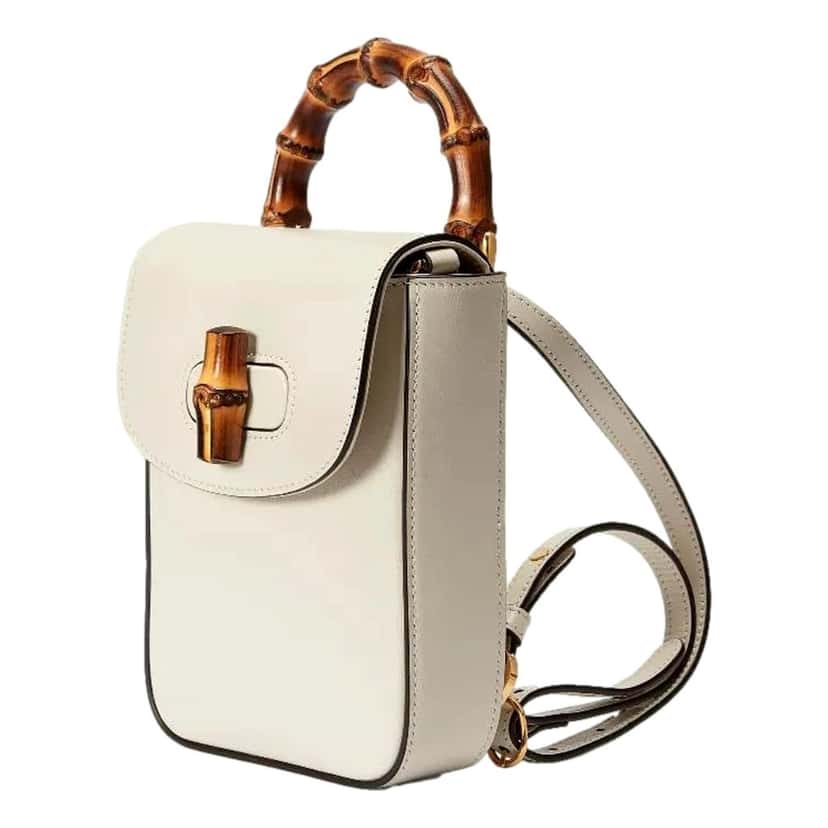 Gucci Gucci Bamboo 1947 Mini Cream Leather Top Handle Crossbody Bag Beige Leather Never worn - Inside View