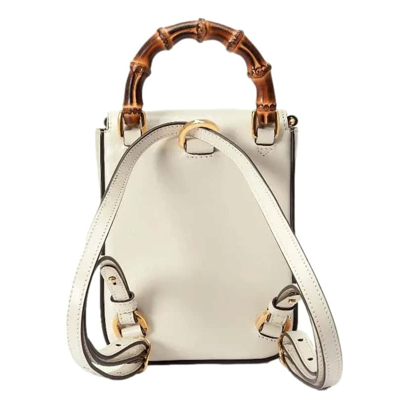 Gucci Gucci Bamboo 1947 Mini Cream Leather Top Handle Crossbody Bag Beige Leather Never worn - Model View