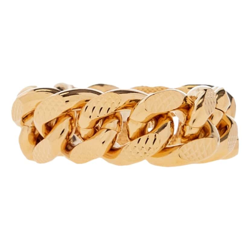 Gucci Gucci Interlocking G Textured Chain Ring Gold Tone Red Good condition - Back View