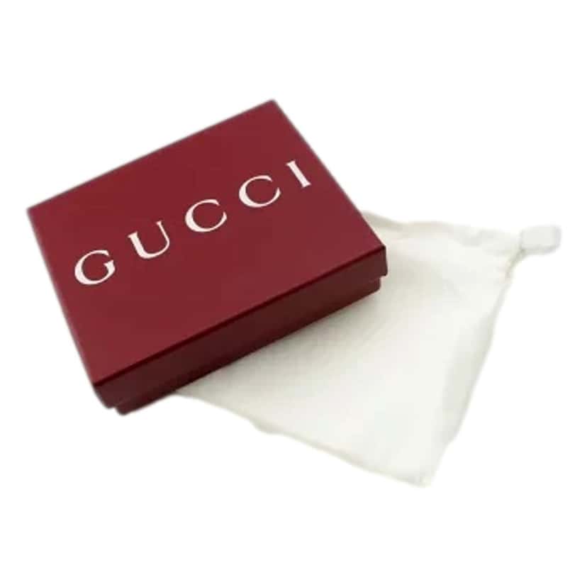 Gucci Gucci Interlocking G Textured Chain Ring Gold Tone Red Good condition - Model View