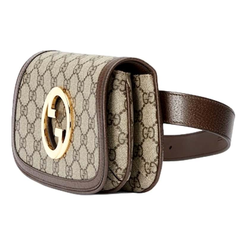 Gucci Gucci Blondie GG Supreme Canvas Brown Leather Belt Bag Size 65 Brown Canvas Never worn - Back View