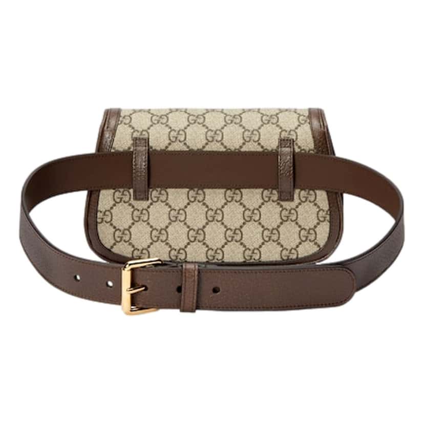 Gucci Gucci Blondie GG Supreme Canvas Brown Leather Belt Bag Size 65 Brown Canvas Never worn - Inside View
