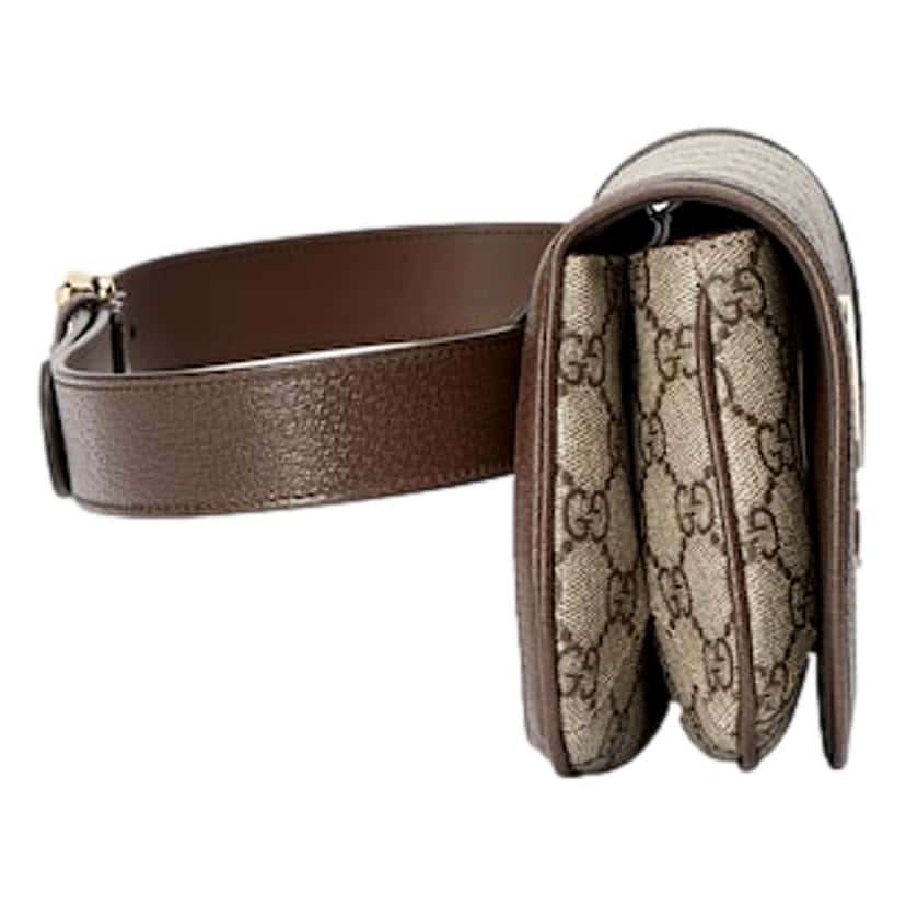 Gucci Gucci Blondie GG Supreme Canvas Brown Leather Belt Bag Size 65 Brown Canvas Never worn - Model View