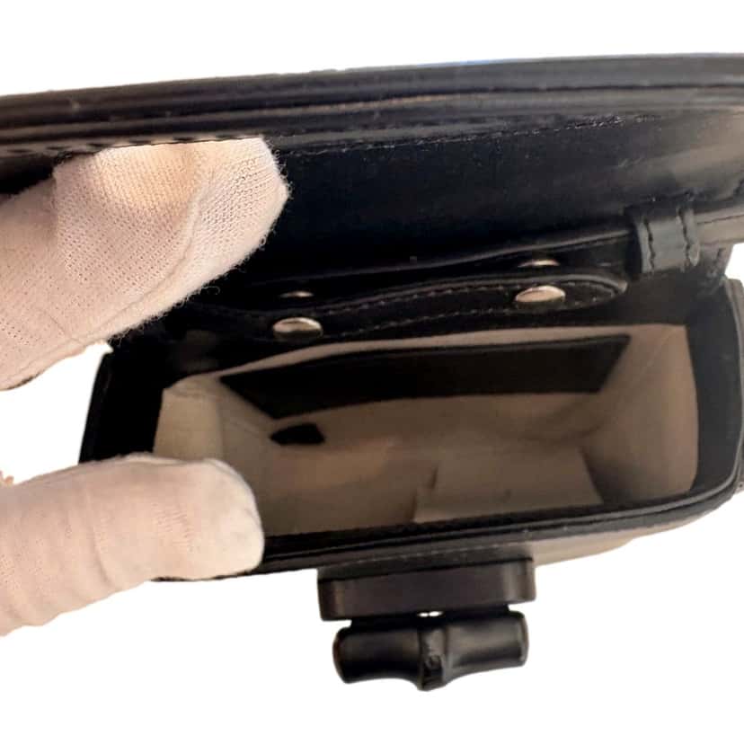 Gucci Gucci Bamboo 1947 Mini Black Leather Top Handle Crossbody Bag Black Leather Never worn - Box View