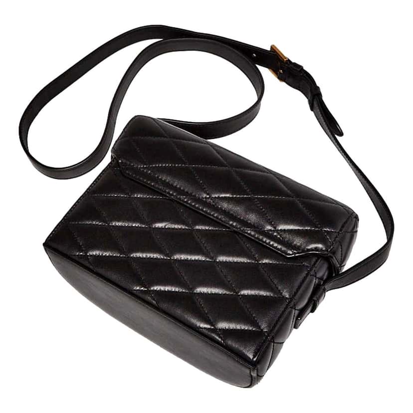 Saint Laurent Saint Laurent June Quilted Leather Crossbody Bag in Black with Gold Hardware YSL Closure Black Leather Never worn - Back View