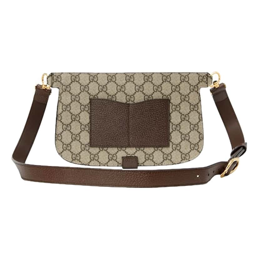 Gucci Gucci GG Supreme Blondie Canvas Belt Bag Brown Beige Size 90 Gold Logo Brown Leather Never worn - Model View