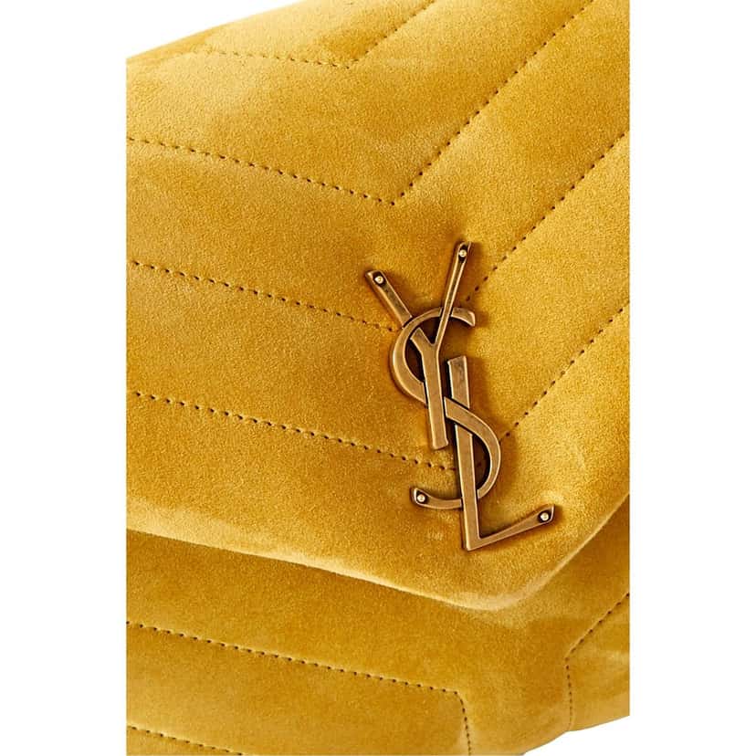 Saint Laurent Saint Laurent Loulou Monogram Chartreuse Suede Medium Shoulder Bag Yellow Leather Never worn - Back View