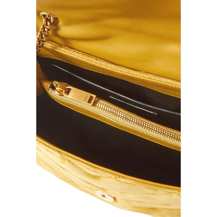 Saint Laurent Saint Laurent Loulou Monogram Chartreuse Suede Medium Shoulder Bag Yellow Leather Never worn - Model View