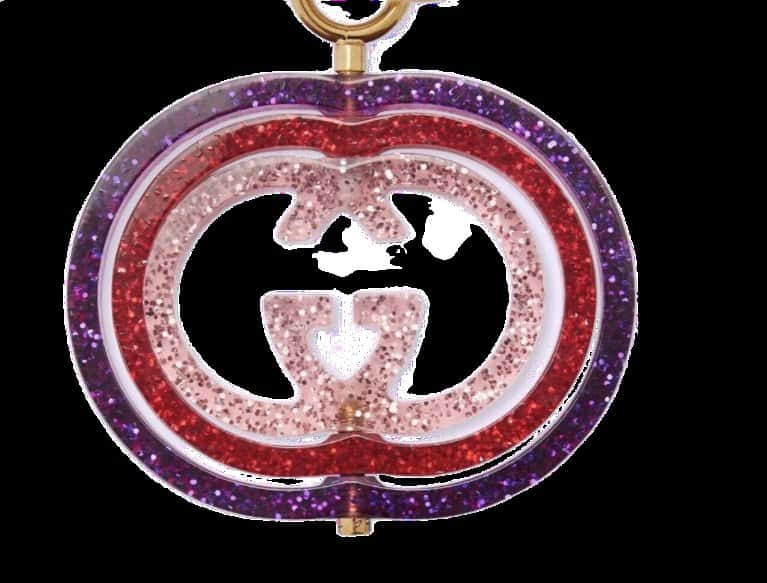 Gucci Gucci Interlocking G Purple and Red Glitter Keychain Handbag Charm Red Never worn - Back View