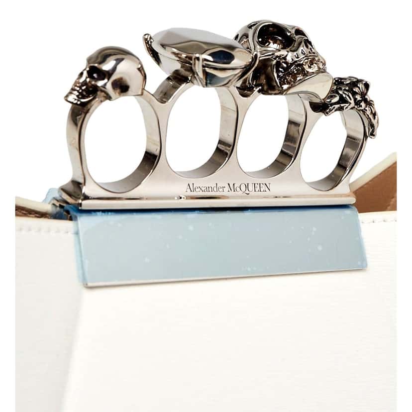 Alexander McQueen Alexander McQueen The Jewelled Hobo Bag in White Leather with Silver Knuckle White Leather Never worn - Inside View