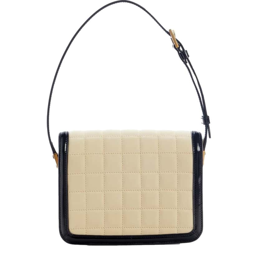 Saint Laurent Saint Laurent Solferino Leather Black Ivory Quilted Suede Shoulder Bag Black Leather Never worn - Back View