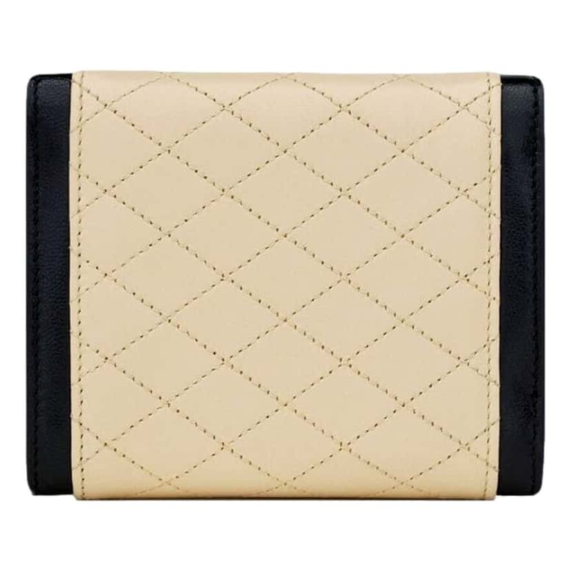 Saint Laurent Saint Laurent Gaby Small Envelope Wallet Cream Black Quilted Lambskin YSL Gold Logo Pink Leather Never worn - Back View