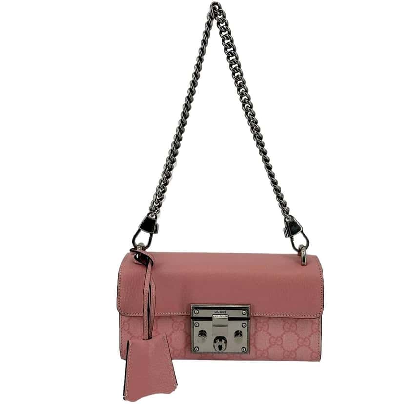 Gucci Gucci Padlock Small Handbag Pink GG Supreme Canvas Chain Shoulder Bag Pink Canvas Never worn - Inside View