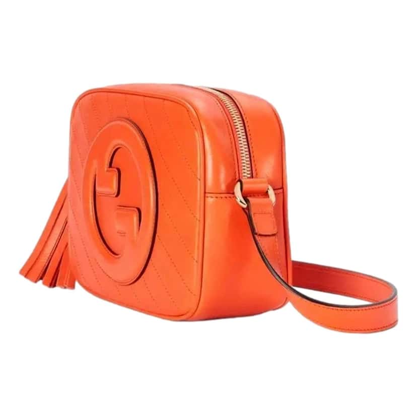 Gucci Gucci Blondie GG Patch Orange Leather Camera Crossbody Bag Diagonal Stitching Orange Leather Never worn - Back View