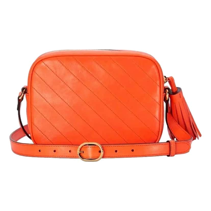 Gucci Gucci Blondie GG Patch Orange Leather Camera Crossbody Bag Diagonal Stitching Orange Leather Never worn - Inside View