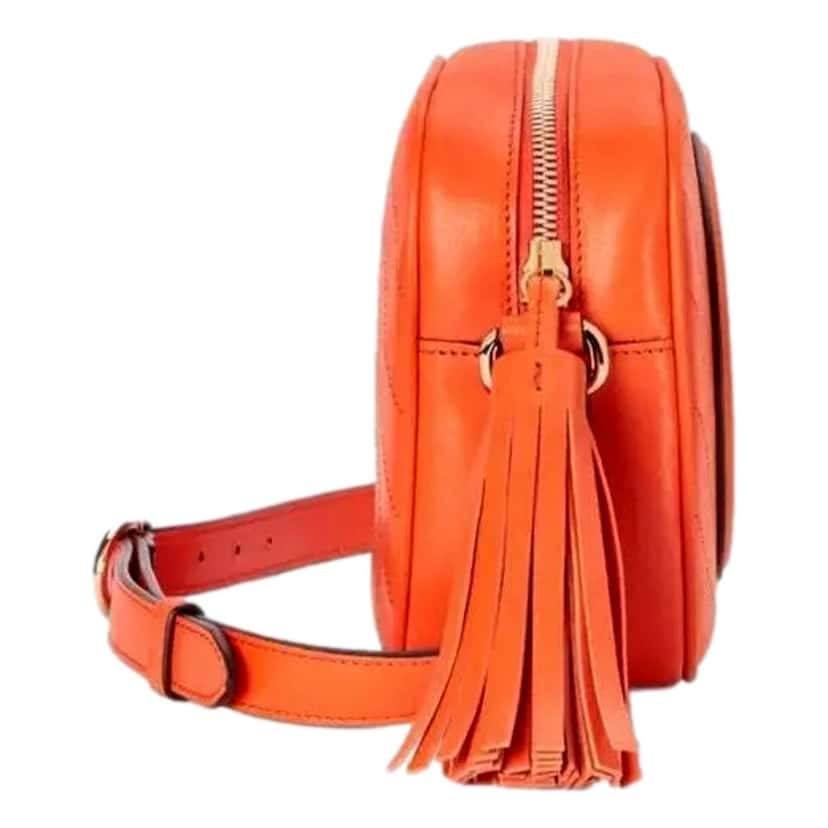 Gucci Gucci Blondie GG Patch Orange Leather Camera Crossbody Bag Diagonal Stitching Orange Leather Never worn - Model View