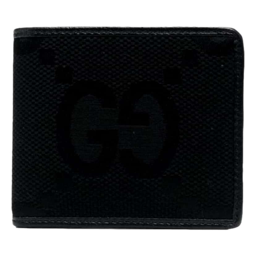 Gucci Gucci Jumbo GG Canvas Leather Black Bifold Wallet Black Canvas Never worn - Front View