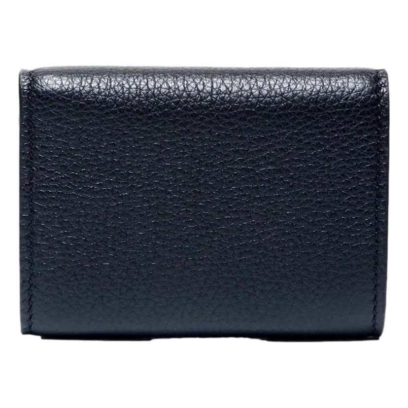 Gucci Gucci Embossed Logo Mini Tri-Fold Wallet Black Yellow Pebbled Leather Black Leather Never worn - Back View