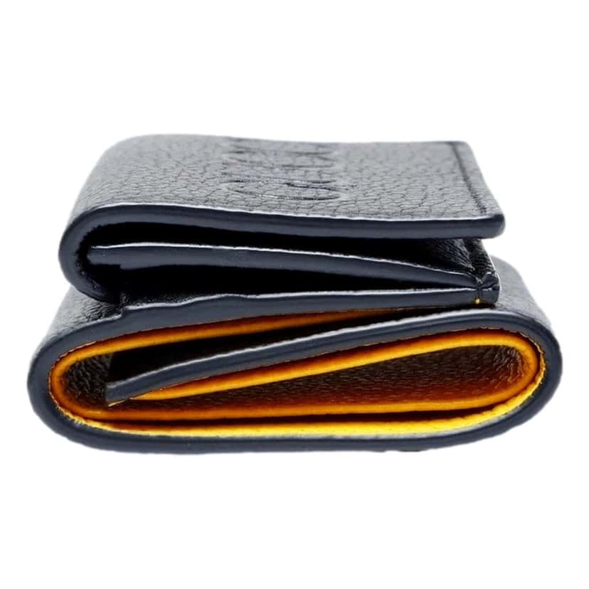 Gucci Gucci Embossed Logo Mini Tri-Fold Wallet Black Yellow Pebbled Leather Black Leather Never worn - Inside View