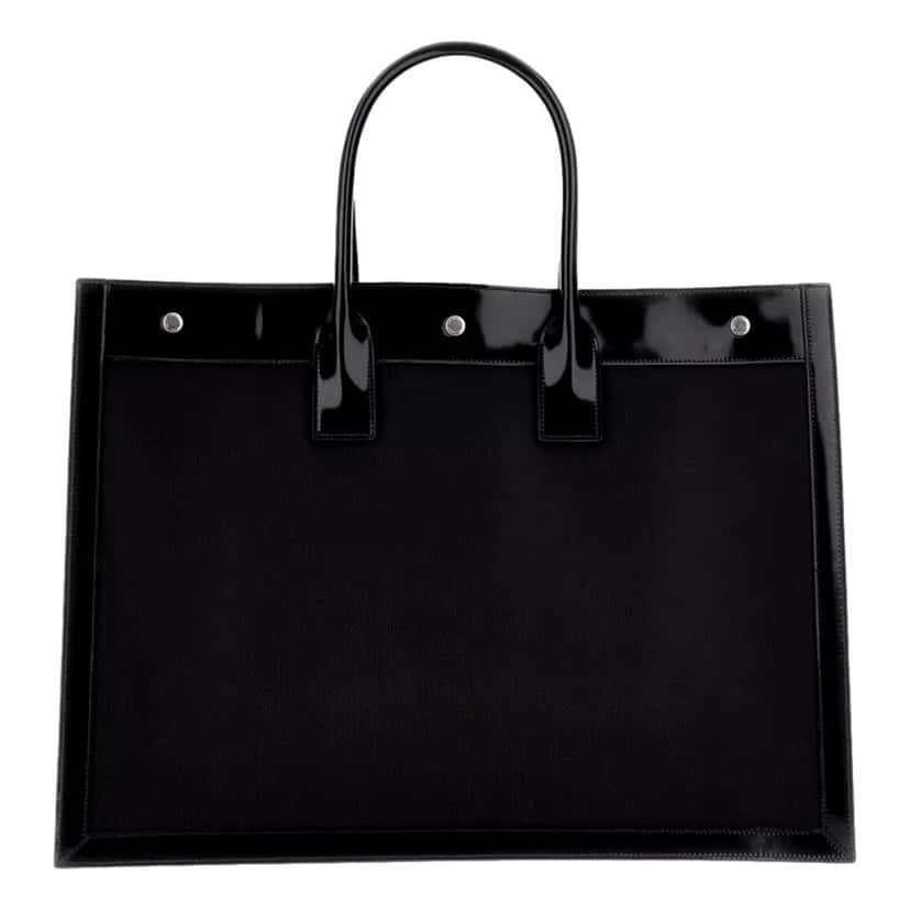 Saint Laurent Saint Laurent Rive Gauche Large Tote Bag Black Nylon Leather Trim Silver Hardware Black Never worn - Back View