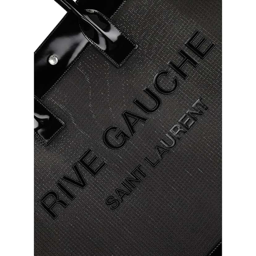 Saint Laurent Saint Laurent Rive Gauche Large Tote Bag Black Nylon Leather Trim Silver Hardware Black Never worn - Model View