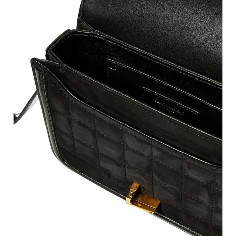 Saint Laurent Saint Laurent Solferino Leather Black Quilted Suede Shoulder Bag Black Suede Never worn - Inside View