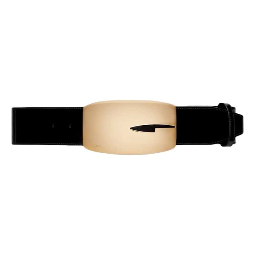 Gucci Gucci G Gold Tone Statement Belt Black Brushed Leather 80/32 Black Leather Never worn - Front View