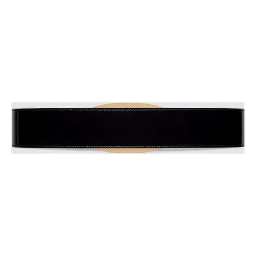 Gucci Gucci G Gold Tone Statement Belt Black Brushed Leather 80/32 Black Leather Never worn - Inside View