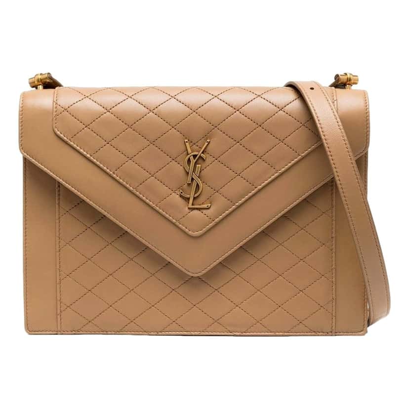 Saint Laurent Saint Laurent Gabby Monogram Quilted Lambskin Leather Light Brown Shoulder Bag Brown Leather Never worn - Front View