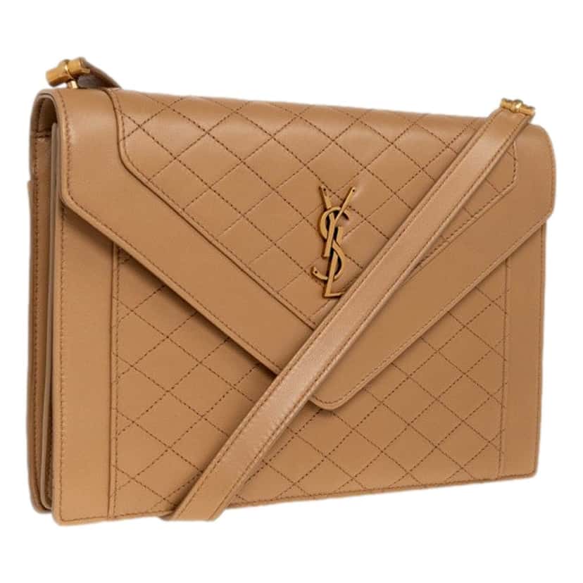 Saint Laurent Saint Laurent Gabby Monogram Quilted Lambskin Leather Light Brown Shoulder Bag Brown Leather Never worn - Inside View