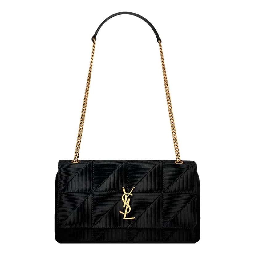 Saint Laurent Saint Laurent Jamie YSL Satin Textured Chain Strap Small Crossbody Flap Bag Black Satin Never worn - Front View