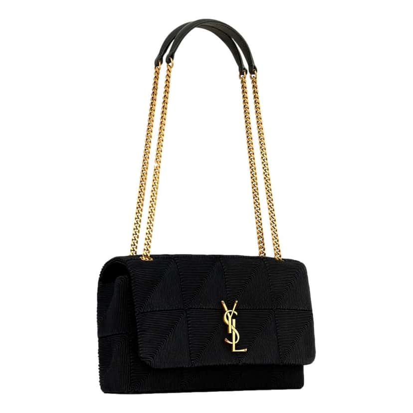Saint Laurent Saint Laurent Jamie YSL Satin Textured Chain Strap Small Crossbody Flap Bag Black Satin Never worn - Back View