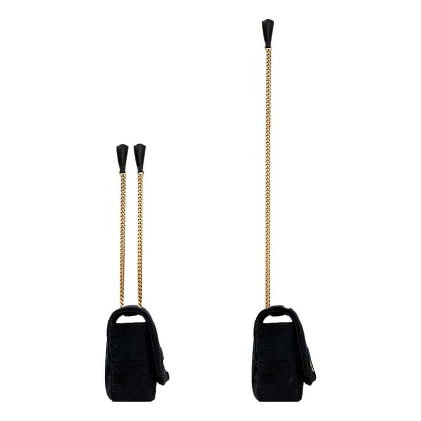 Saint Laurent Saint Laurent Jamie YSL Satin Textured Chain Strap Small Crossbody Flap Bag Black Satin Never worn - Box View