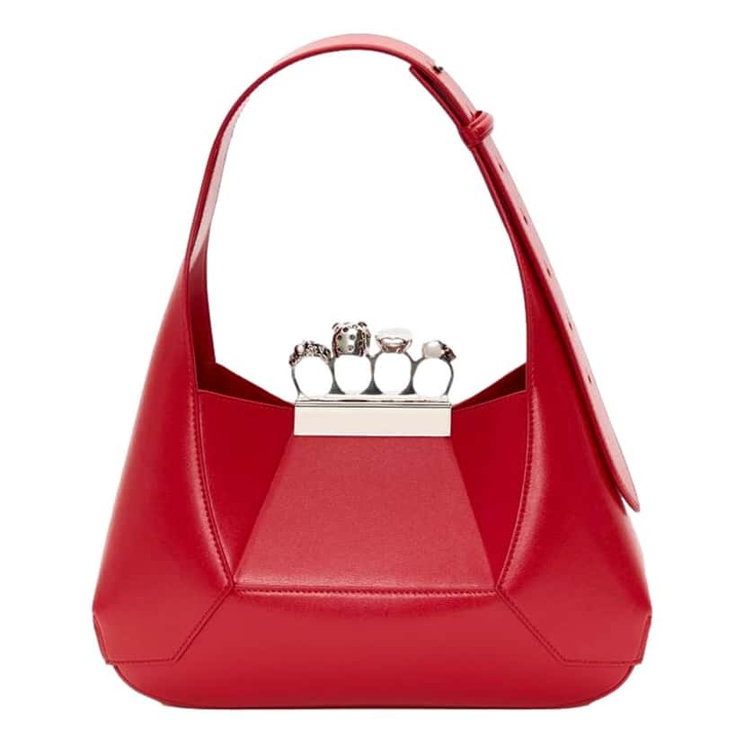 Alexander McQueen Alexander McQueen The Jewelled Hobo Bag in Red Leather with Silver Knuckle Red Leather Never worn - Inside View