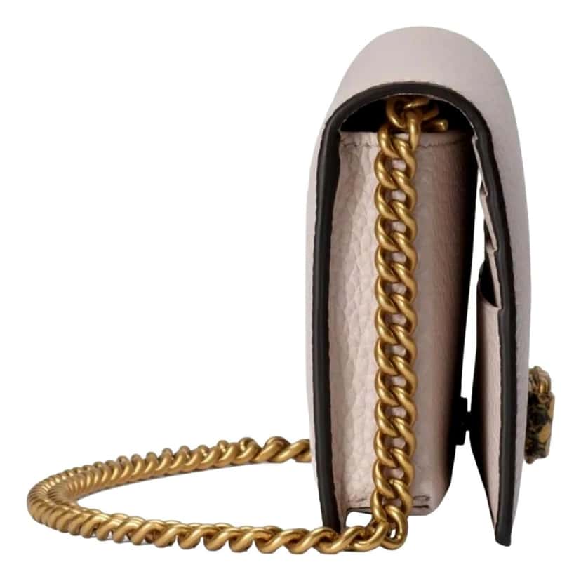 Gucci Gucci Interlocking GG Python Leather Bow Wallet on Chain Light Pink Gold Hardware Pink Leather Never worn - Model View