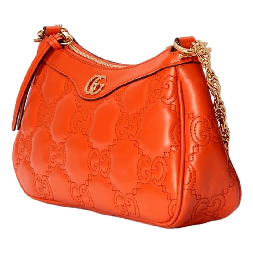 Gucci Gucci GG Quilted Matelassé Leather Mini Shoulder Bag In Orange Orange Leather Never worn - Back View