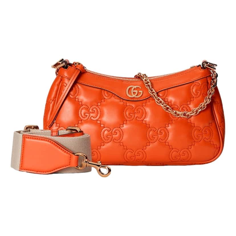 Gucci Gucci GG Quilted Matelassé Leather Mini Shoulder Bag In Orange Orange Leather Never worn - Inside View