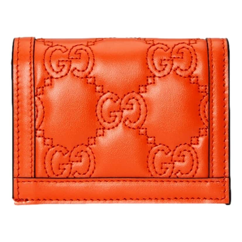 Gucci Gucci GG Quilted Matelassé Leather Card Case Wallet In Orange Orange Leather Never worn - Inside View