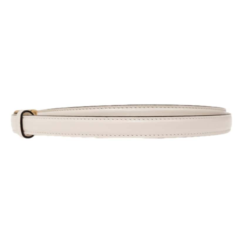 Gucci Gucci Cream Thin Leather Belt with Metal Gold Logo Lettering Size 80 White Leather Never worn - Inside View